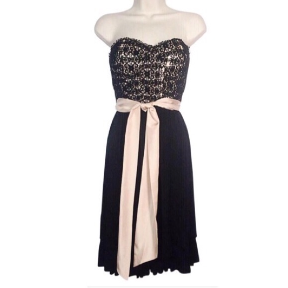 Anthropologie Dil Black & Blush Strapless Dress